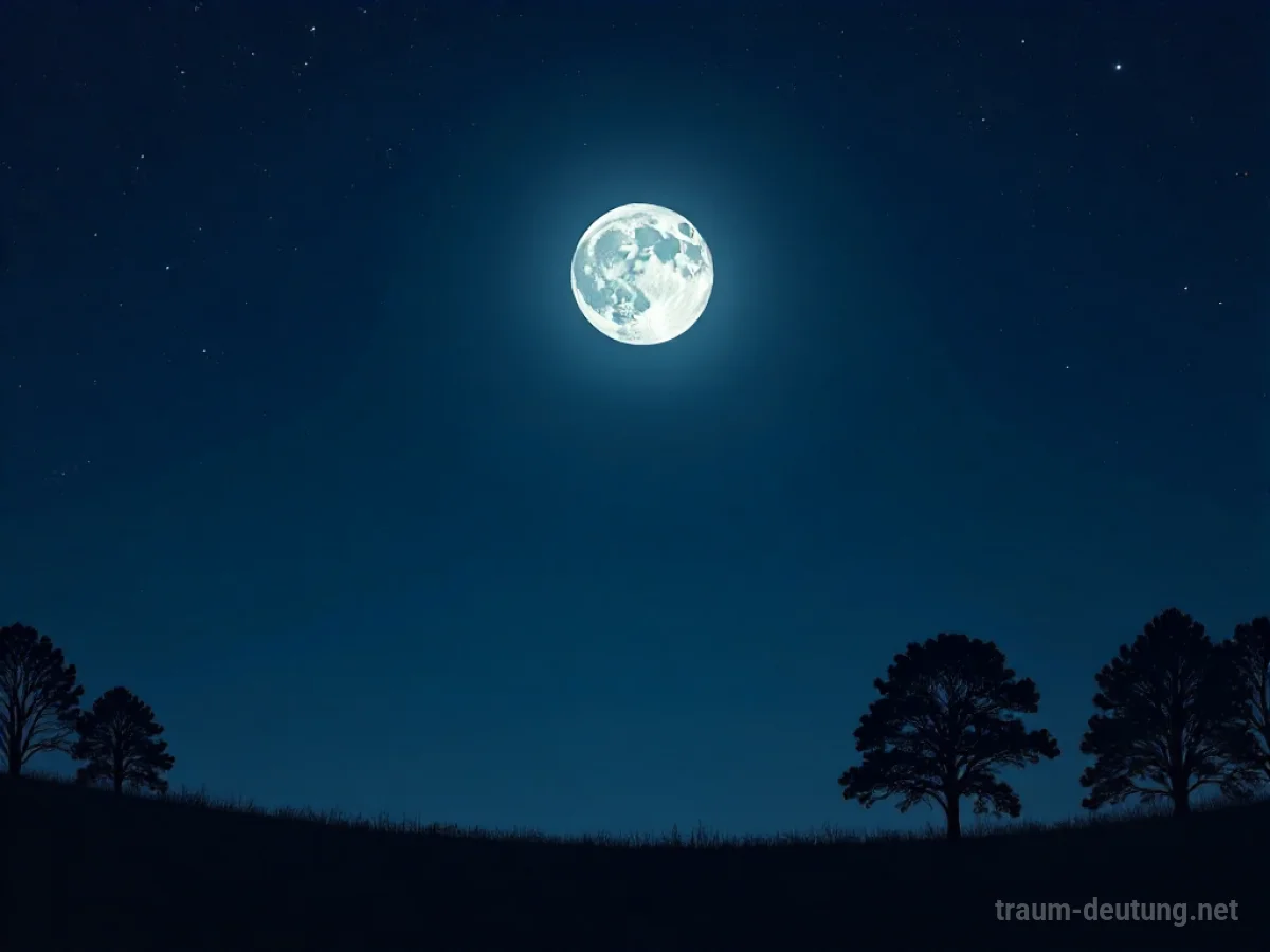 Vollmond am Nachthimmel über dunkler Landschaft