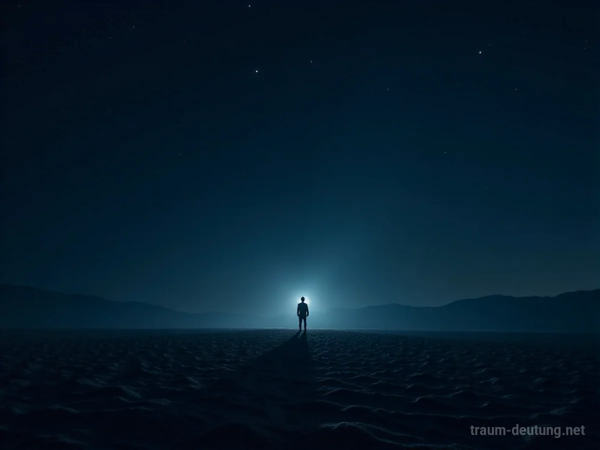 Ein einsamer Lichtpunkt in großer Dunkelheit mit Sternen