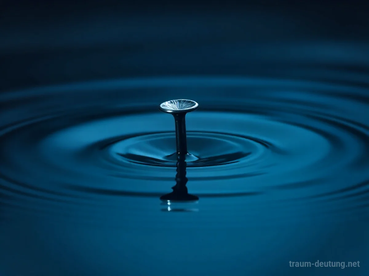 Ein einzelner Nagel, der sich langsam blau verfärbt, umgeben von tiefblauem Wasser.