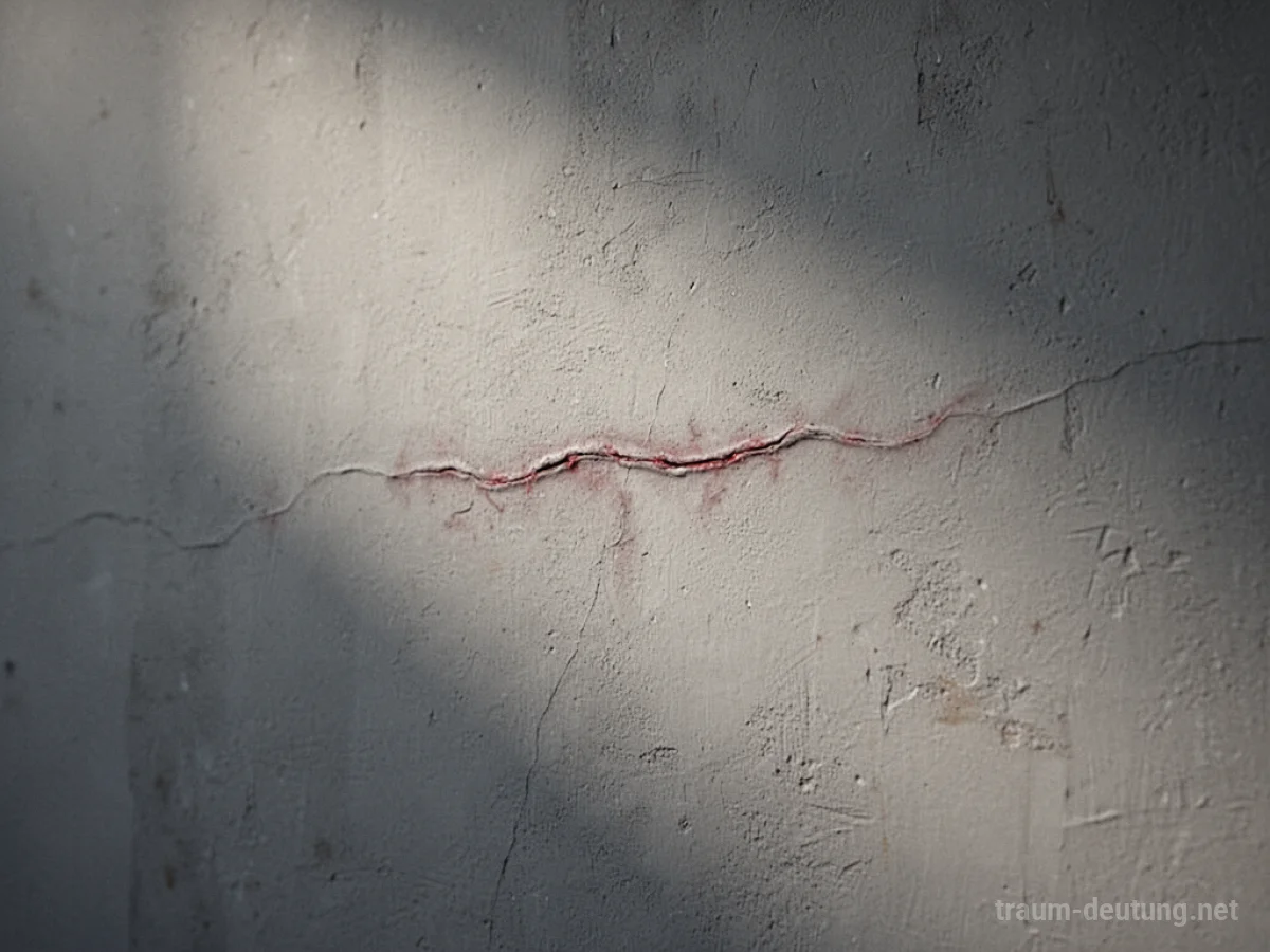 Eine schwache Narbe an einer Wand in einem Raum.