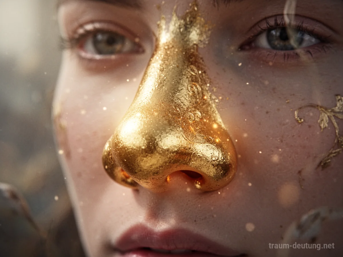 Eine Nase aus glänzendem Gold im Traum