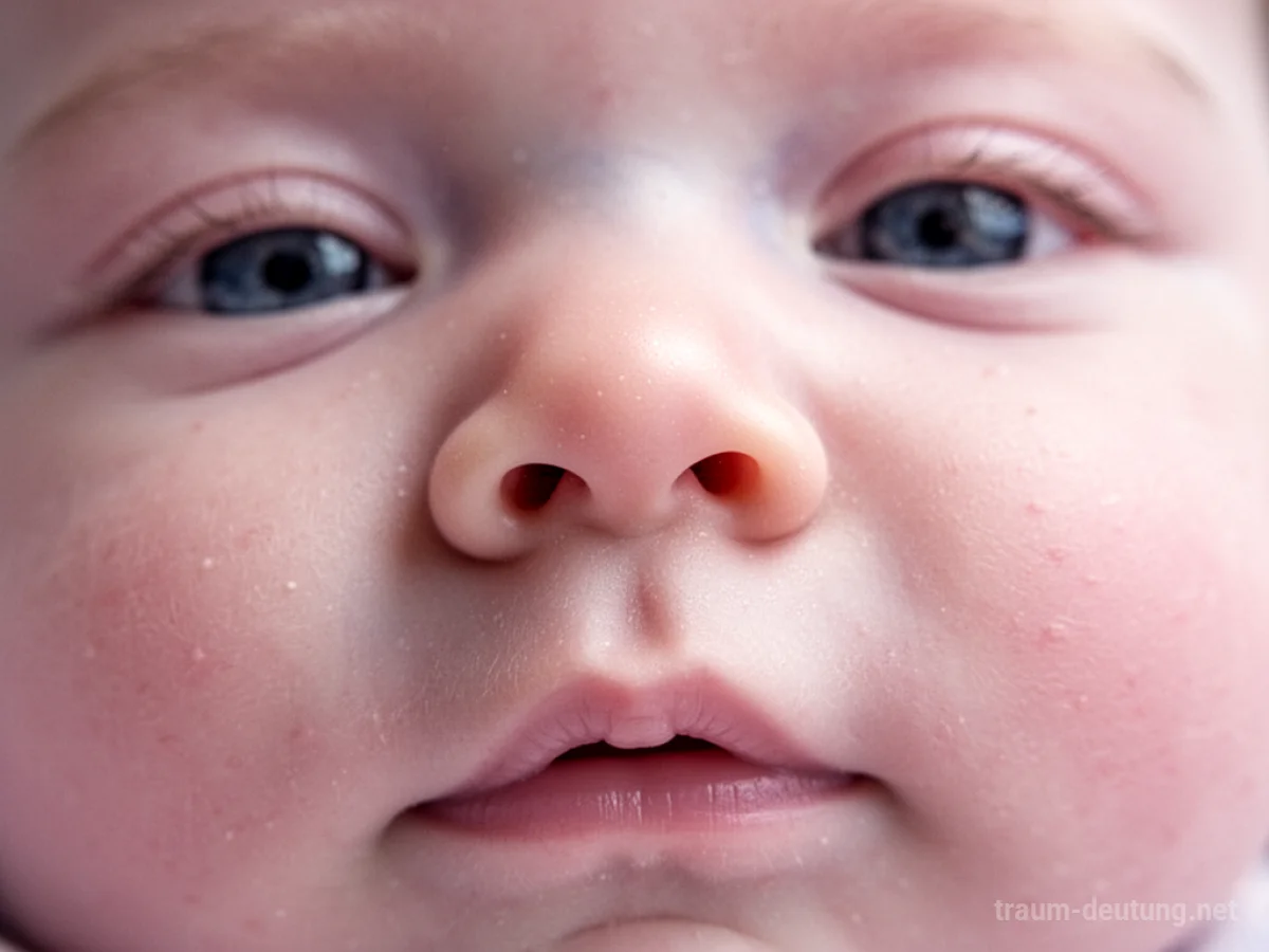 Nahaufnahme der winzigen Nase eines Babys mit weichem Fokus.