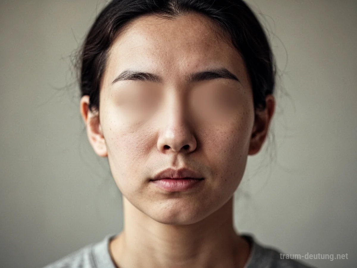 Eine Person, deren Nase im Gesicht nicht vorhanden ist.
