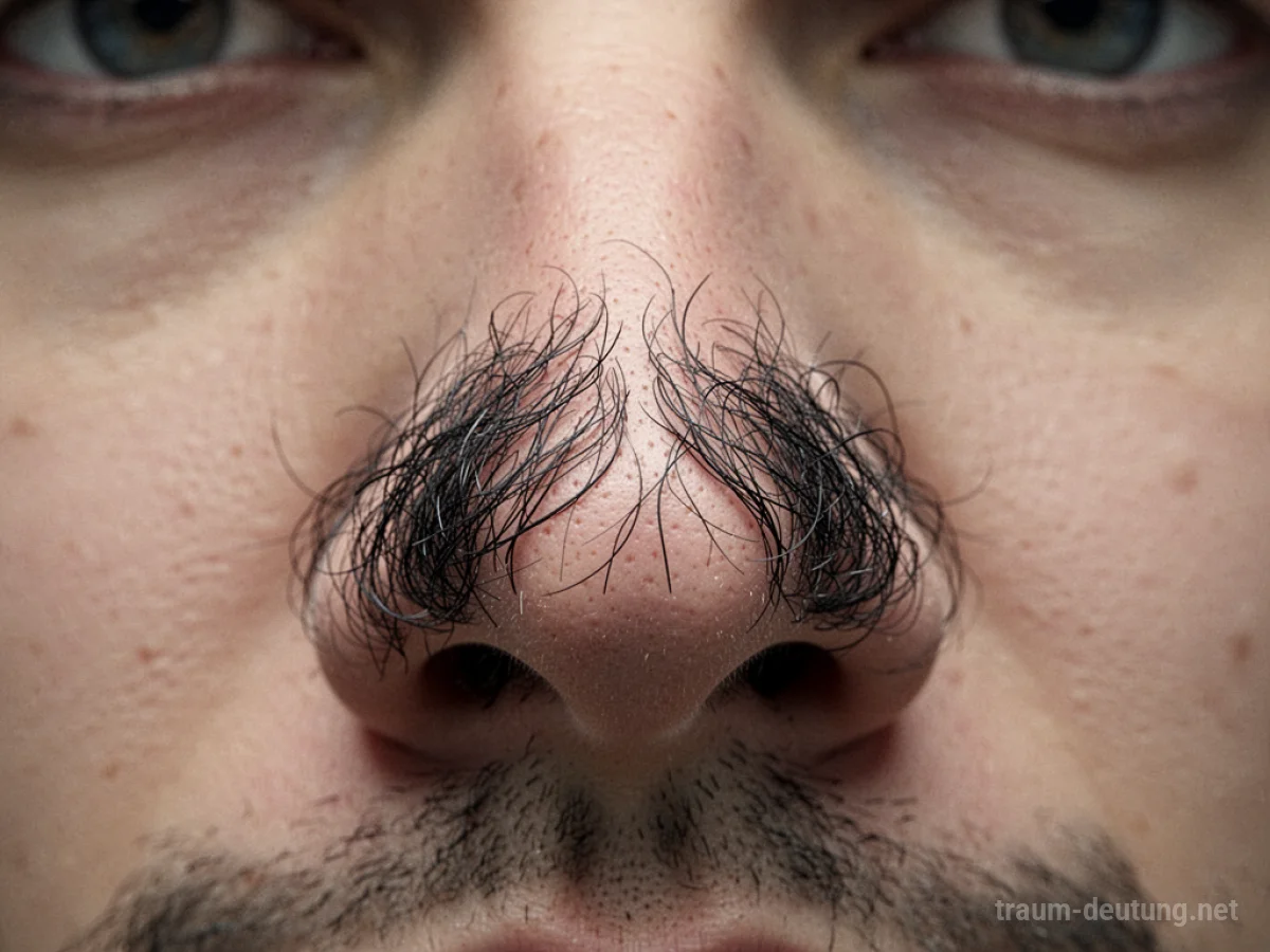 Nahaufnahme einer Nase mit sichtbaren Haaren im Traum