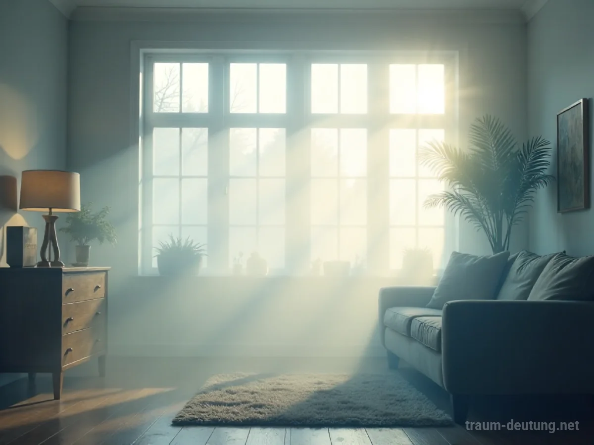 Dichter Nebel erfüllt ein Zimmer und verhüllt die Einrichtung.