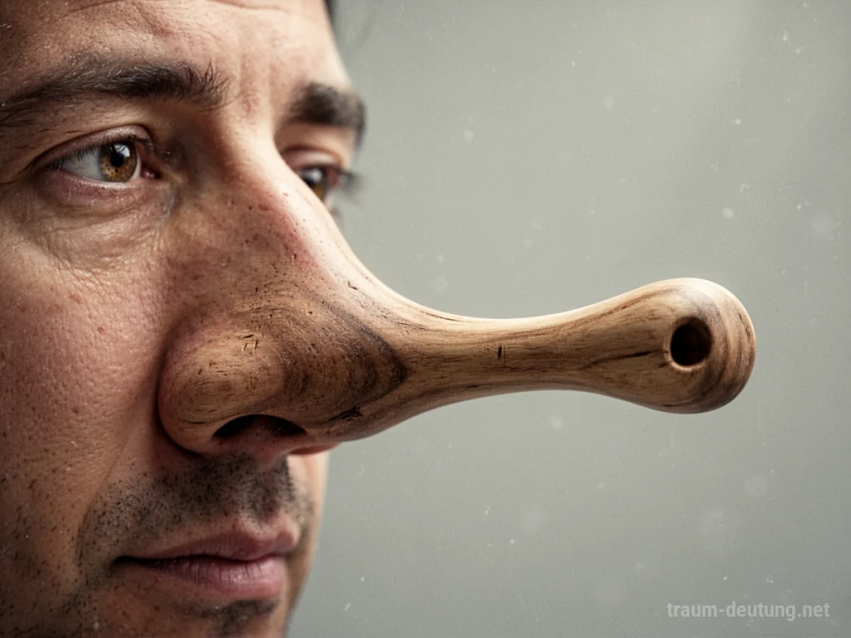 Eine hölzerne Pinocchio-Nase, die sich verlängert