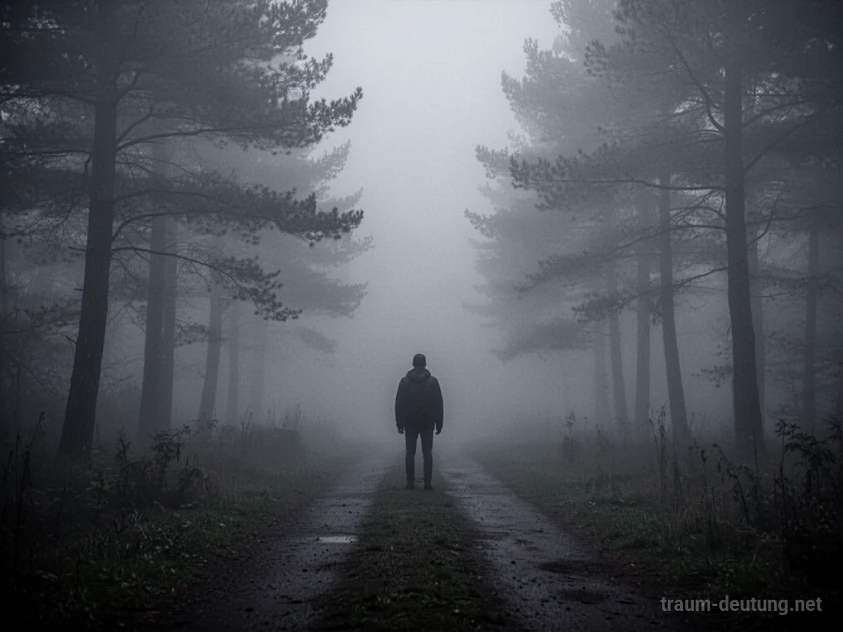 Schwarzer Nebel, der eine einsame Figur verhüllt