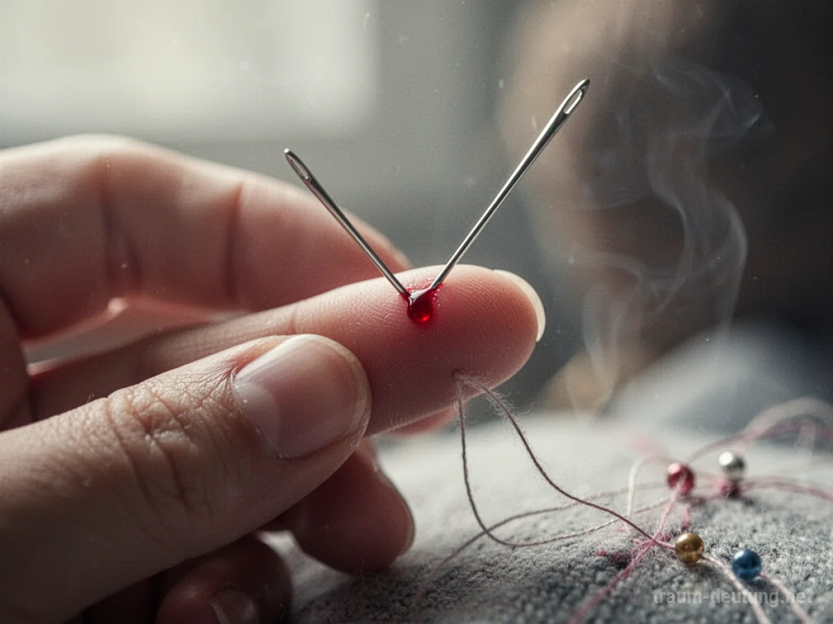 Hand wird von einer Nadel gestochen