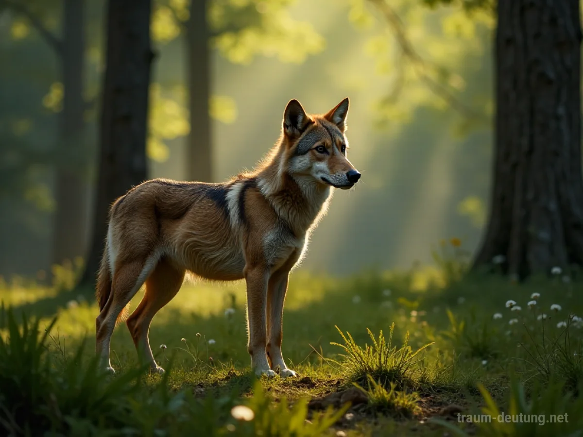 Ein Tier mit einer sichtbaren Narbe steht in einer Waldlichtung.