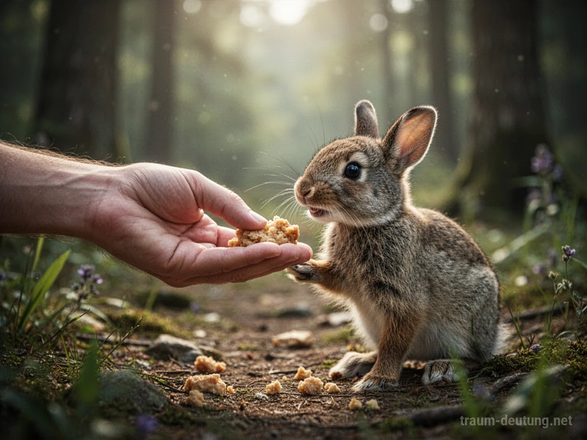 Hand füttert ein freundliches Tier im Wald