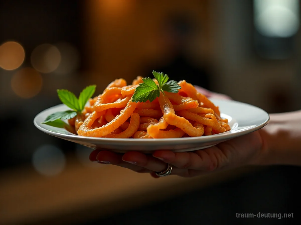 Hand reicht Teller mit Essen an andere Hand