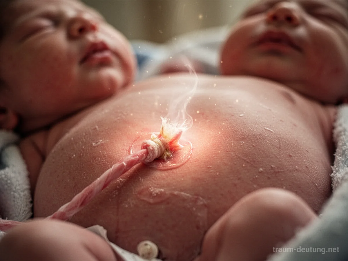 Neugeborenes Baby mit Nabelstumpf, sanft beleuchtet