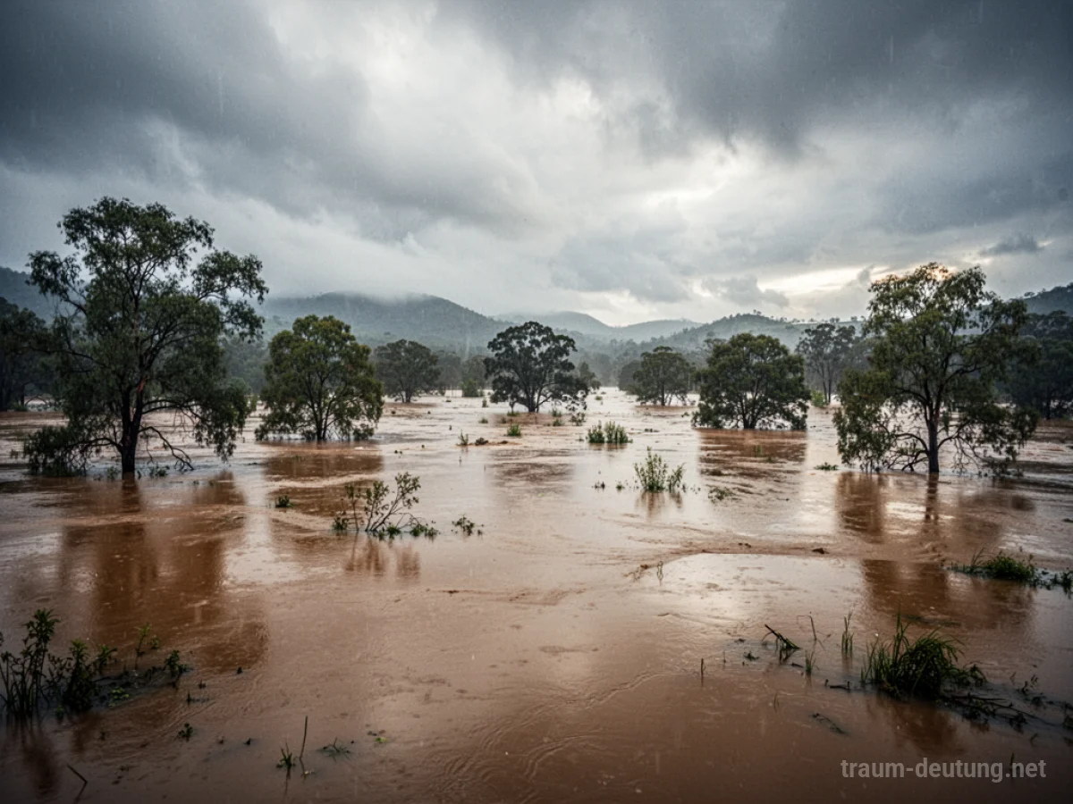 Überflutung einer Naturlandschaft durch steigendes Wasser