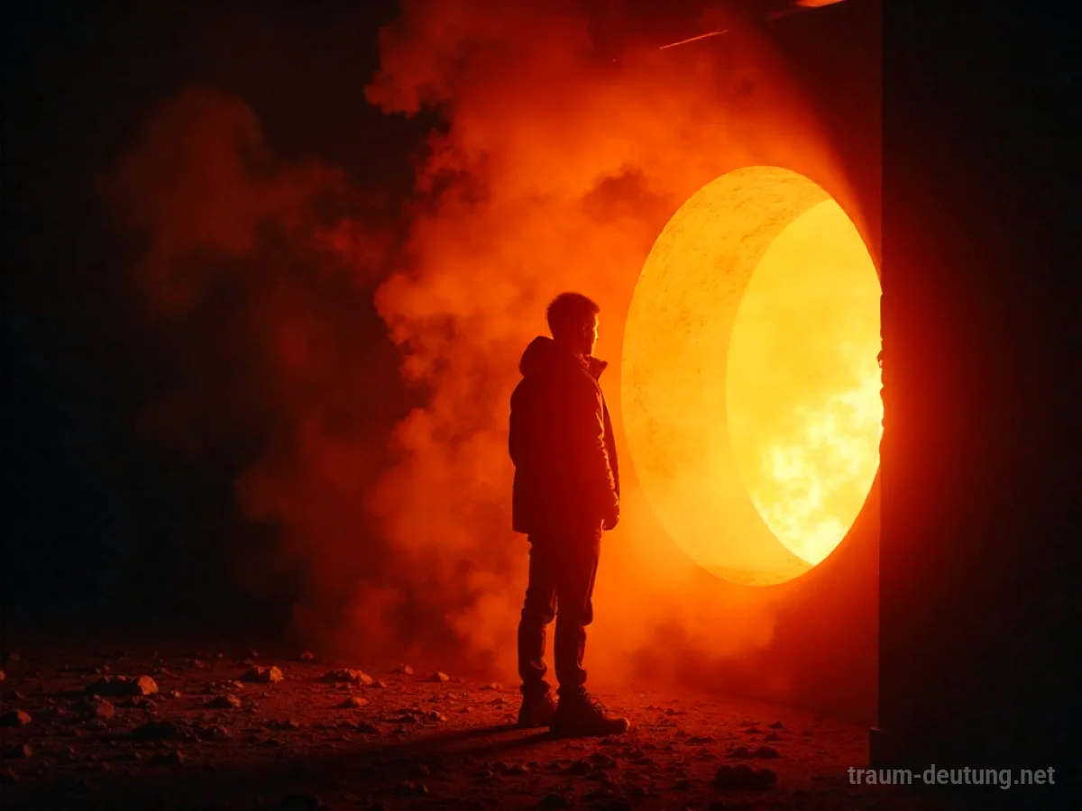 Silhouette einer Person, die sich zu nah an einem heißen Ofen befindet