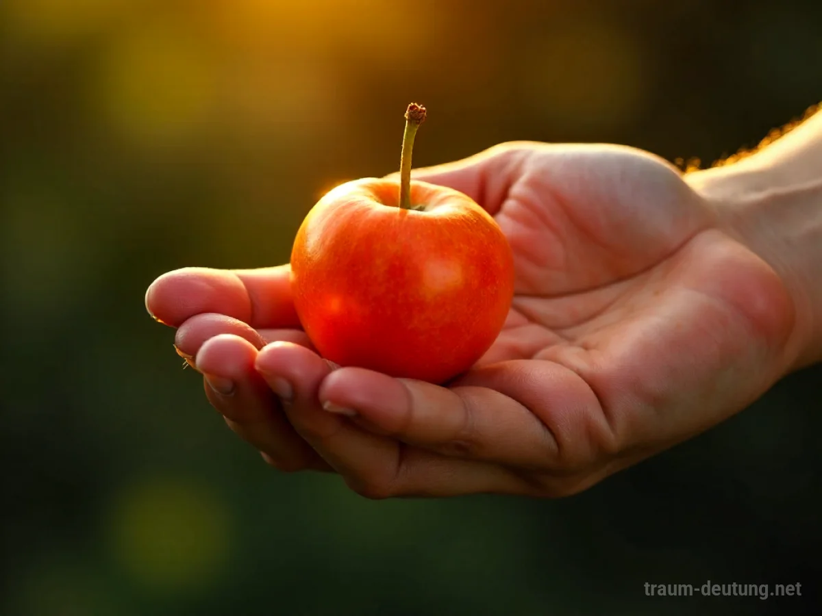Hand reicht eine Frucht an eine andere Hand