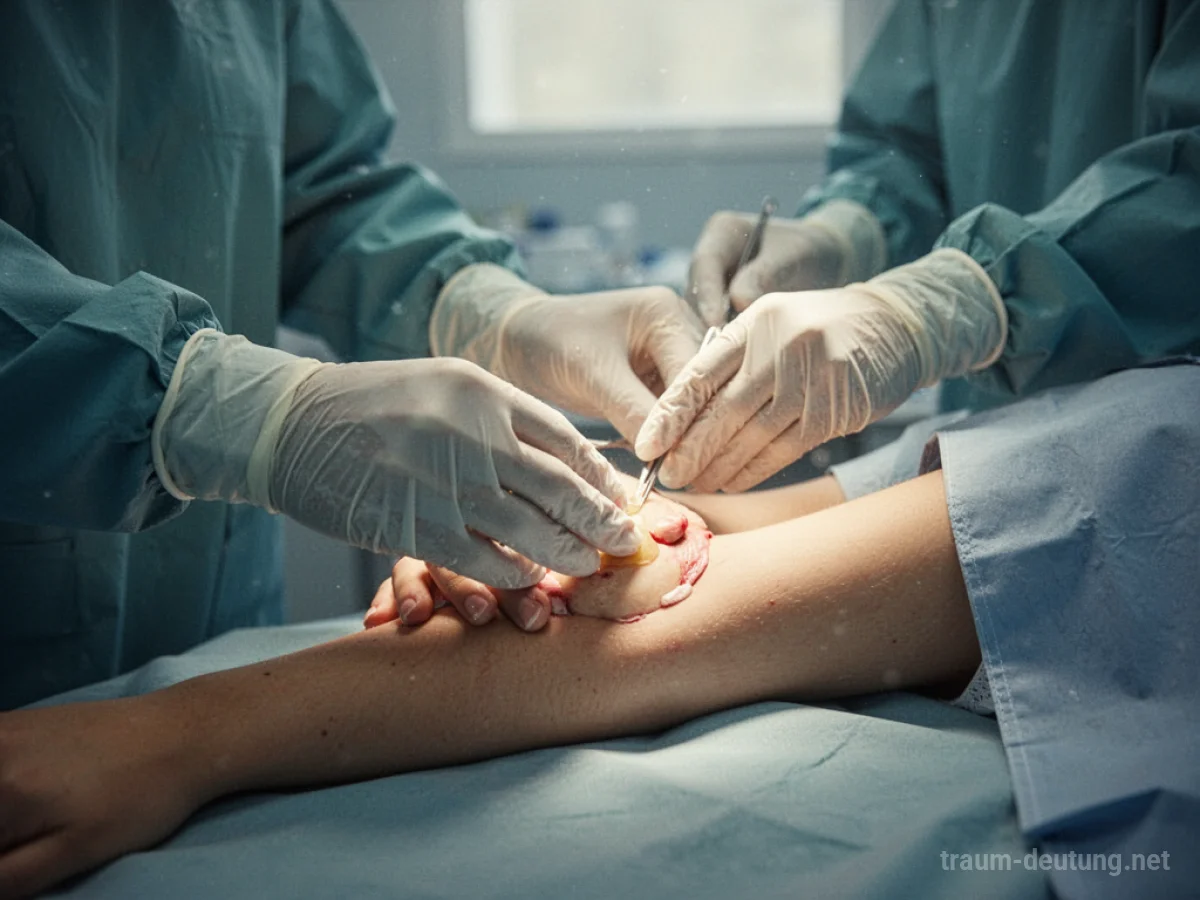 Symbolische Darstellung einer Operation im Traum mit sanften Händen