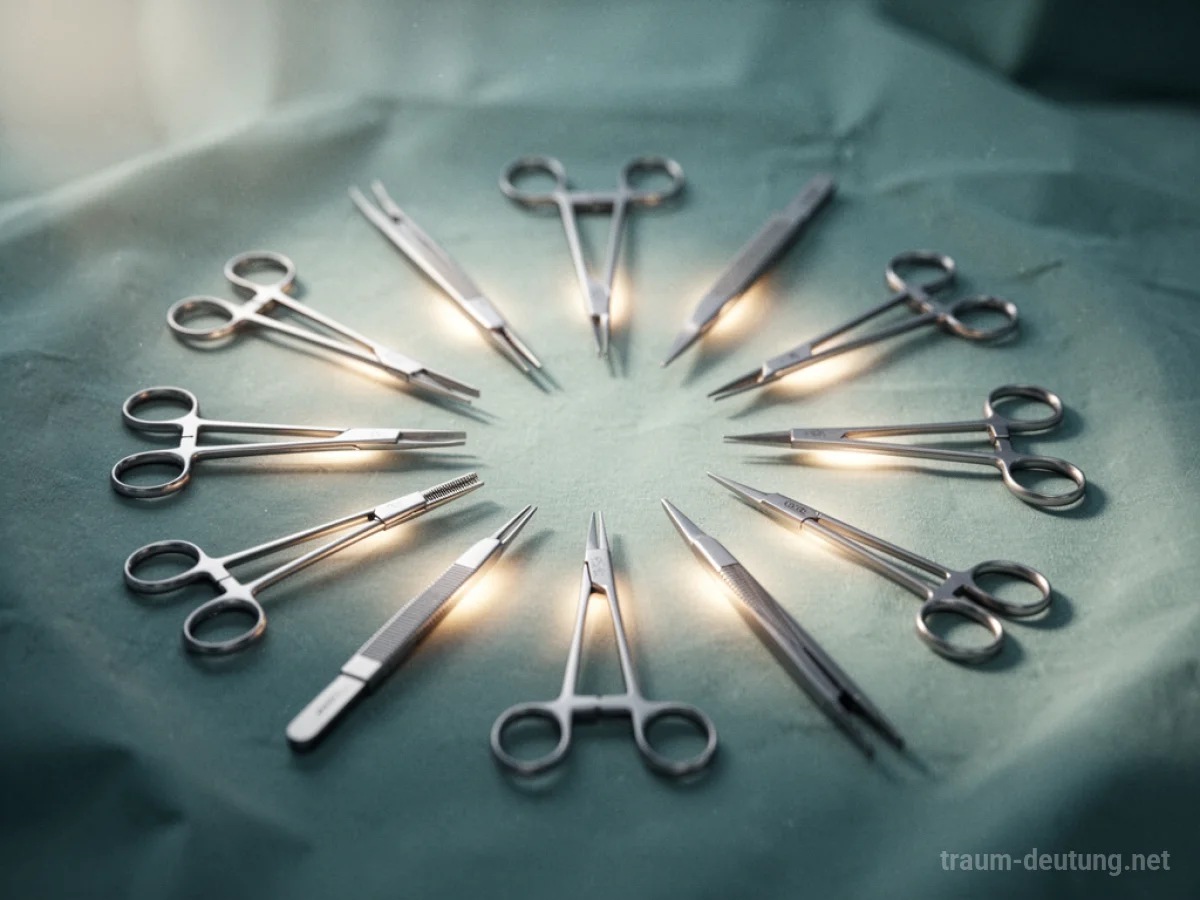 Symbolische Darstellung einer Operation mit sanft leuchtenden Instrumenten