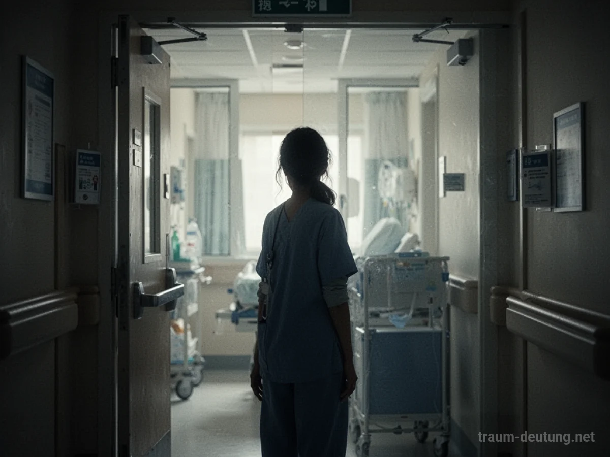 Silhouette einer besorgten Person vor einem Krankenhauszimmer