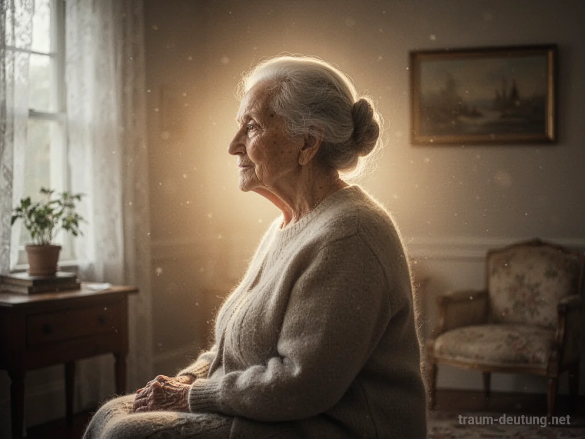 Silhouette einer Oma, die aus Licht im Traum erscheint