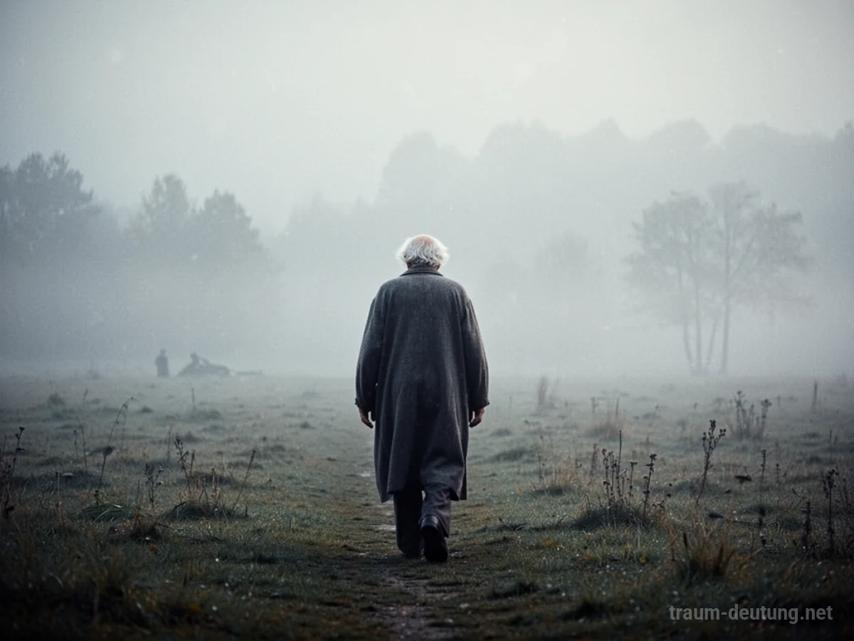 Silhouetten einer Person, die sich von einer anderen entfernt, im Nebel
