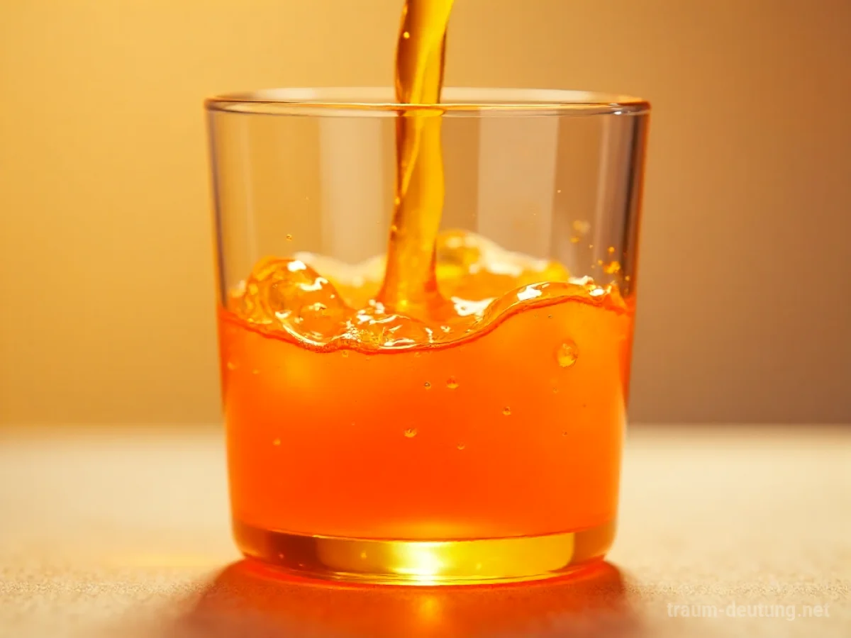 Orange Flüssigkeit fließt in einem Glasbehälter