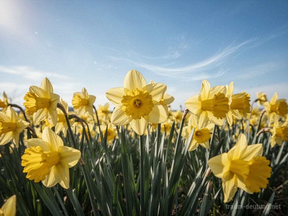 Blühende Osterglocken auf einer sonnigen Wiese