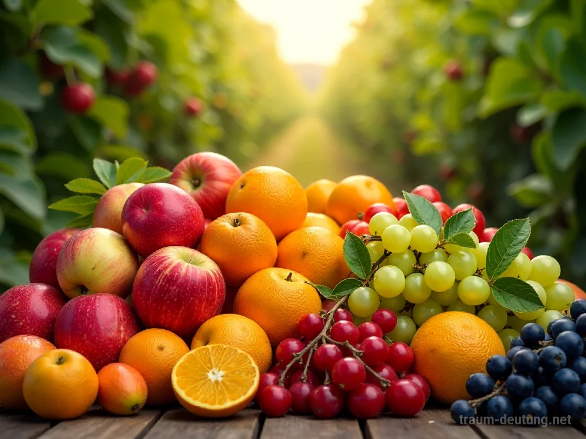 Bunte Vielfalt an reifem Obst auf einem sonnigen Feld