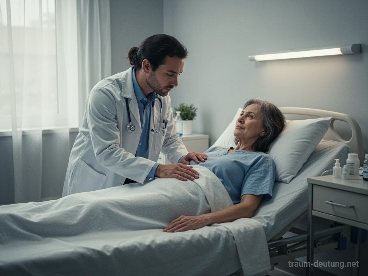 Arzt untersucht einen Patienten im Bett in einem hellen Raum