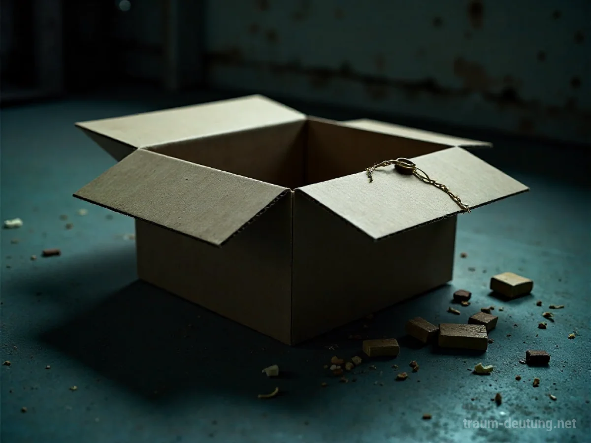 Beschädigtes Paket liegt auf dem Boden, Inhalt tritt aus