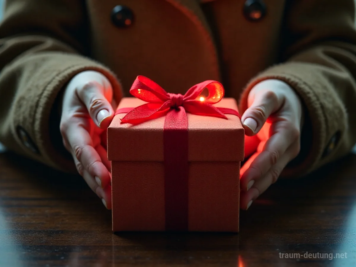 Hände packen ein Geschenkpaket aus, das ein sanftes Licht enthüllt.