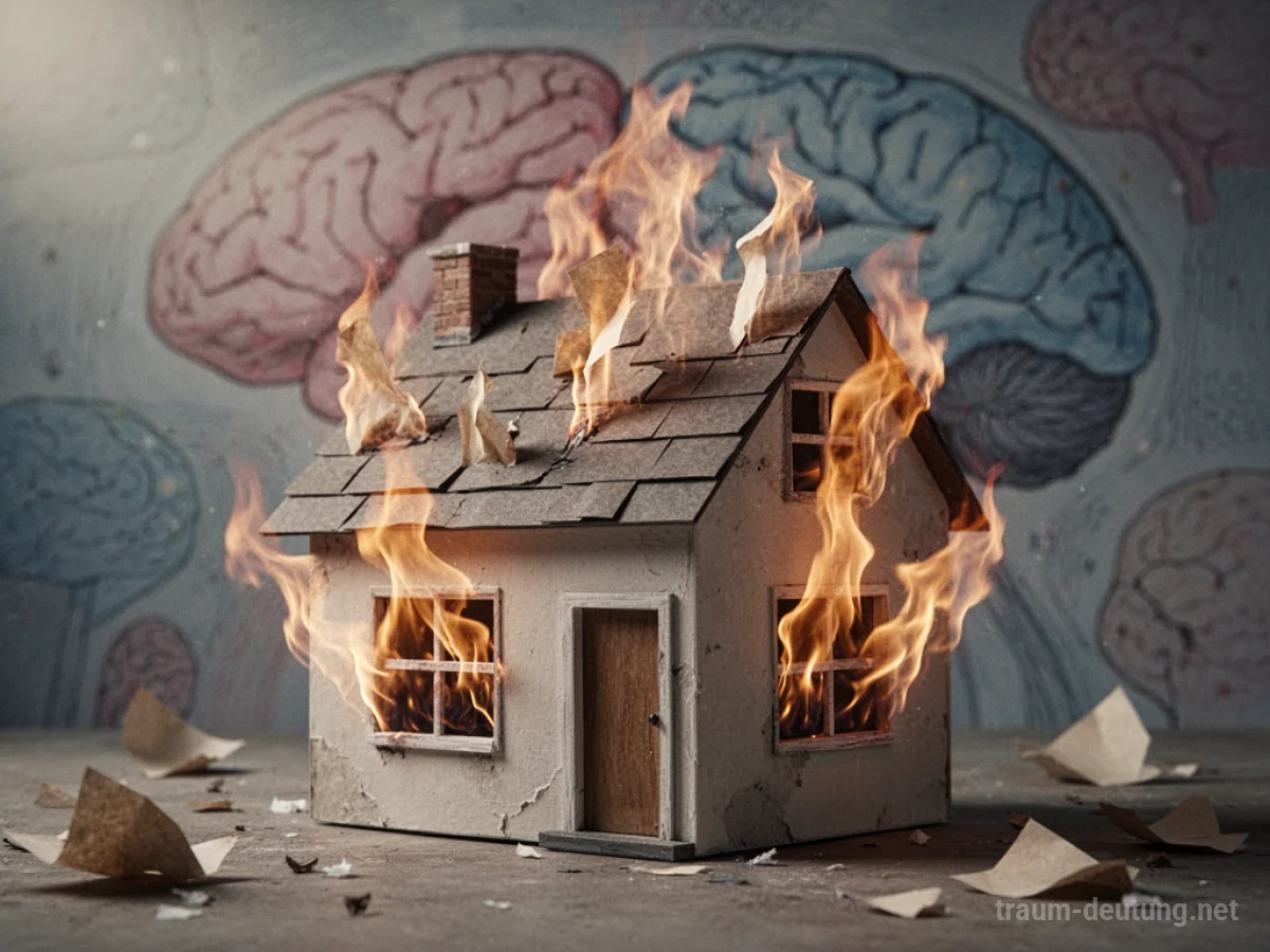 Haus brennt durch Flammen aus Papier