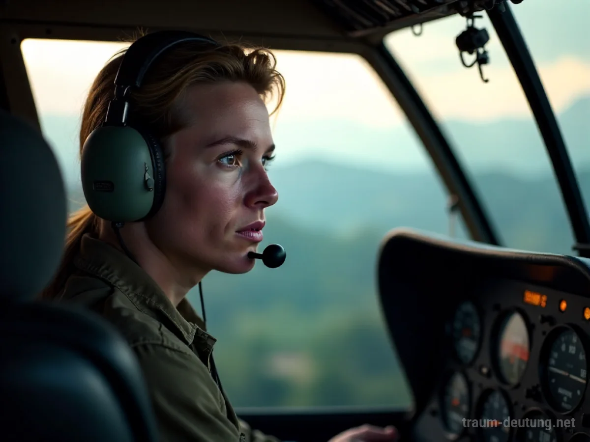 Ein Helikopterpilot im Cockpit mit Blick nach vorn
