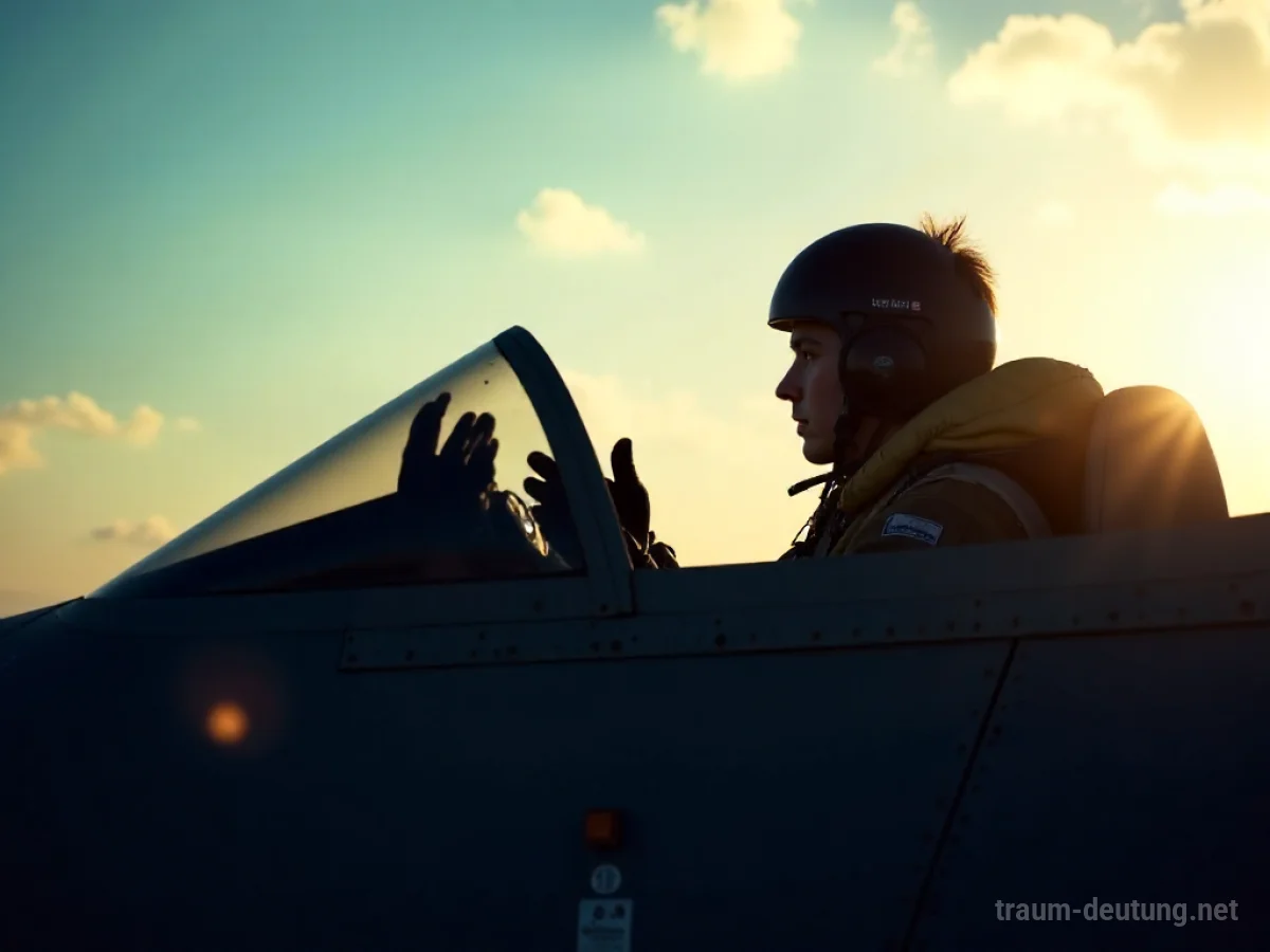 Kampfjetpilot im Cockpit, Blick nach vorne gerichtet.