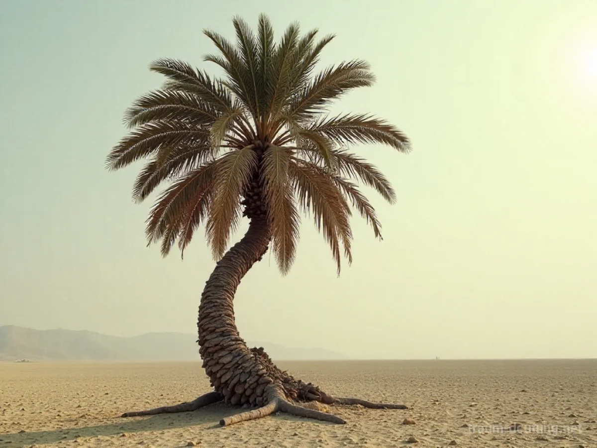 Eine kranke Palme mit trockenen, braunen Wedeln