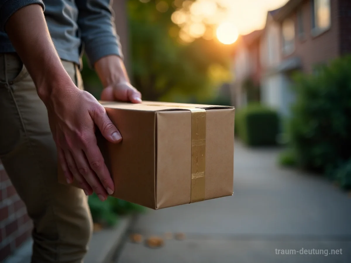 Ein Paket wird auf eine Haustürschwelle gelegt.