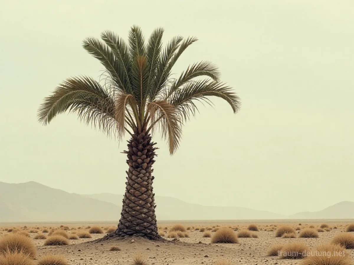 Absterbende Palme in trockener Landschaft