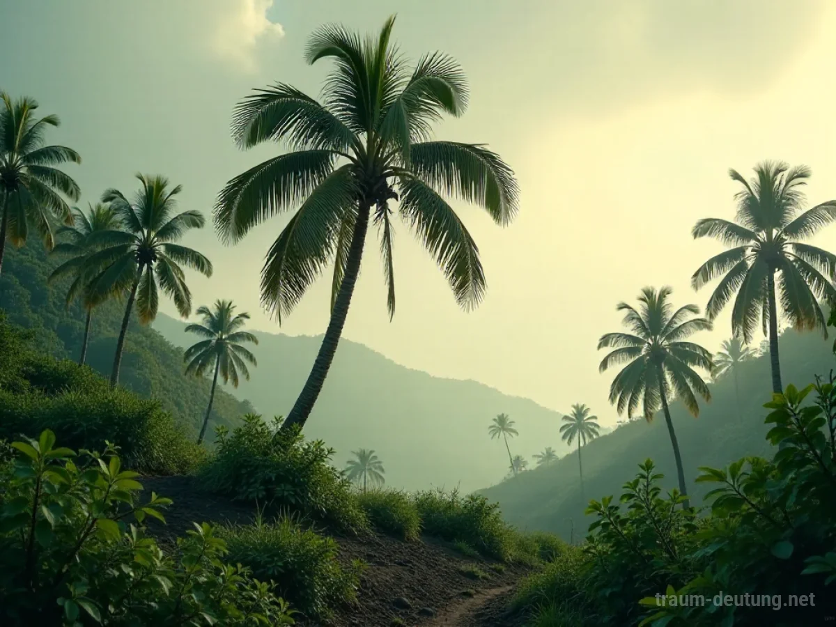 Eine einzelne Palme wird in einer tropischen Landschaft gefällt.