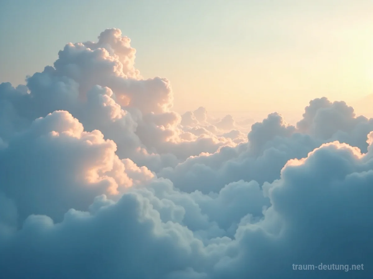 Ein friedlicher Himmel mit sanften Wolken und himmlischem Licht