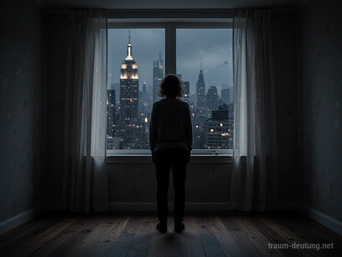 Silhouette einer Person, die allein in einem dunklen Raum steht und aus dem Fenster blickt.