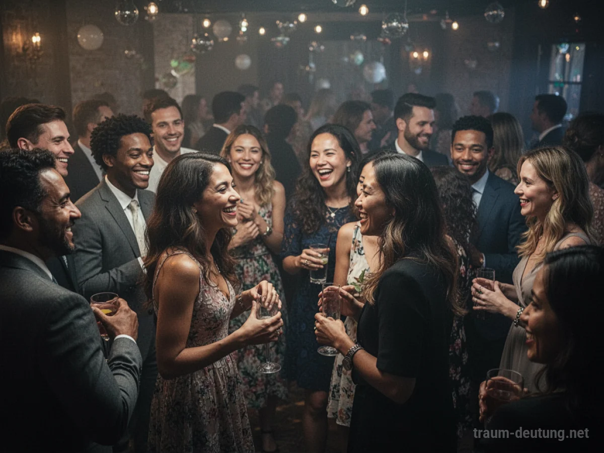 Menschen auf einer Party mit unbekannten Gesichtern im Gespräch