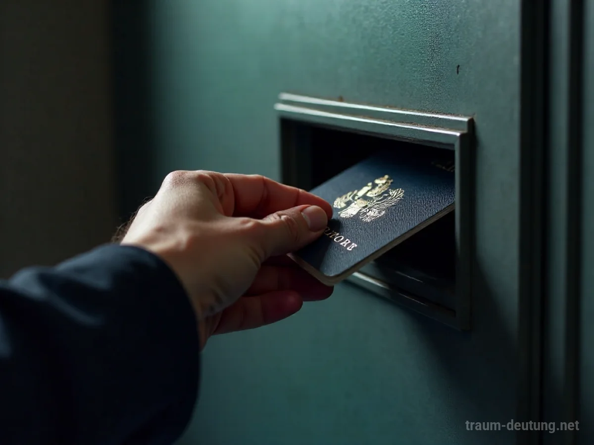 Hand versteckt einen Pass in einer Wandnische.