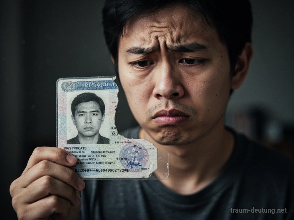Person hält unglücklich ein verzerrtes Passfoto in der Hand.