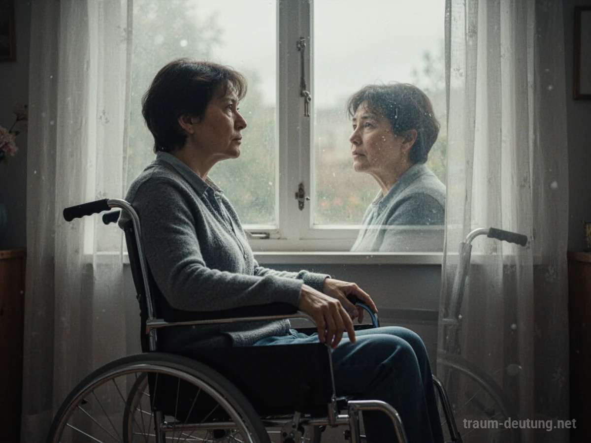 Patient im Rollstuhl sitzt nachdenklich am Fenster