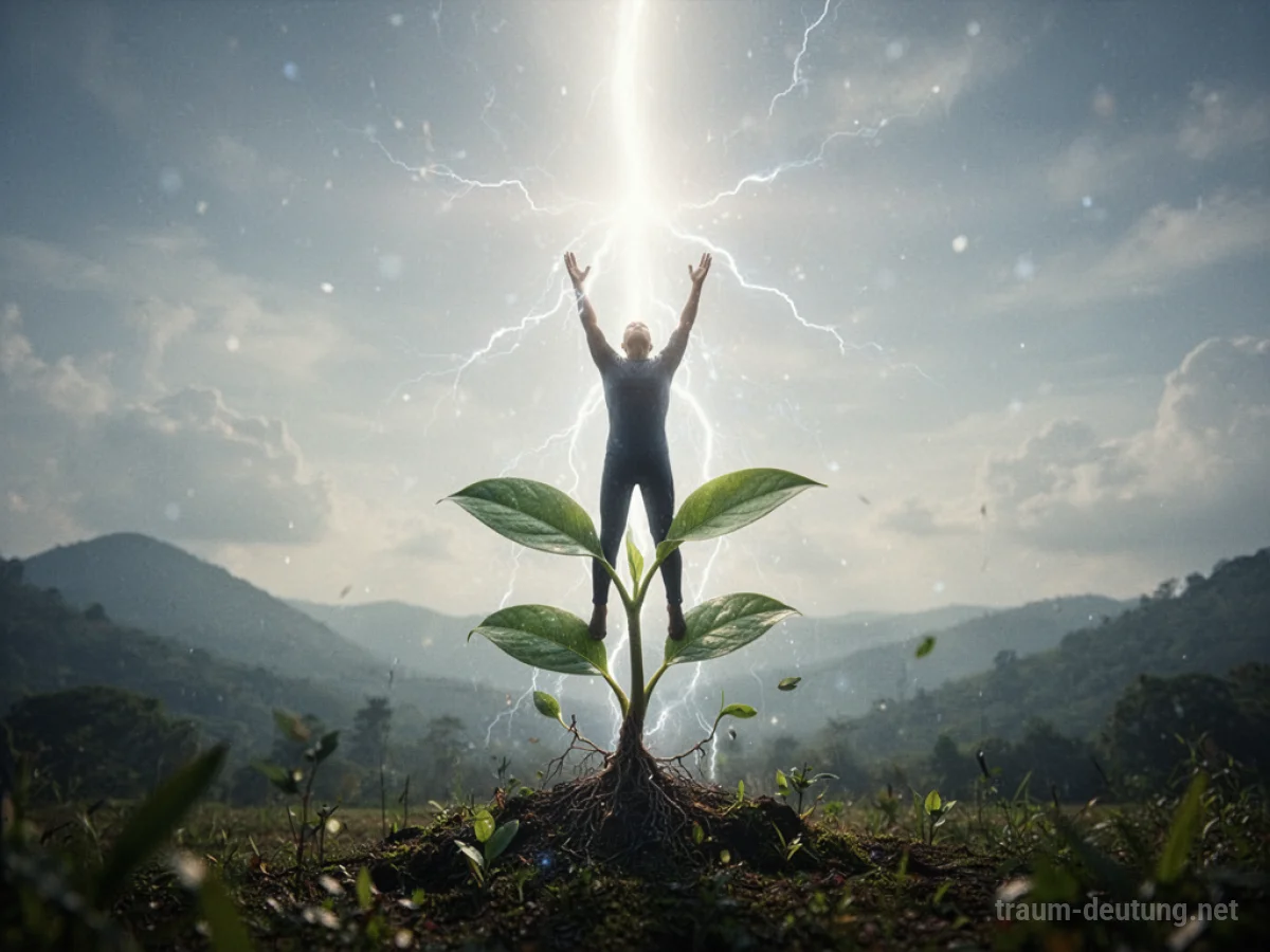 Symbolische Darstellung von aufsteigender Energie und Kraft, wie eine Silhouette, die sich dem Licht entgegenstreckt.