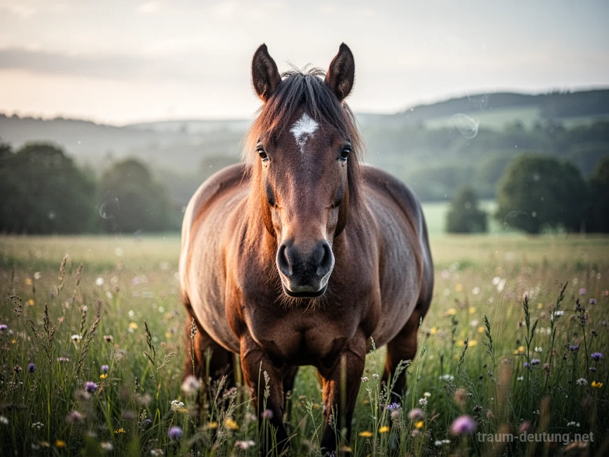 Majestätisches Pferd mit intelligentem Blick in einer Wiese