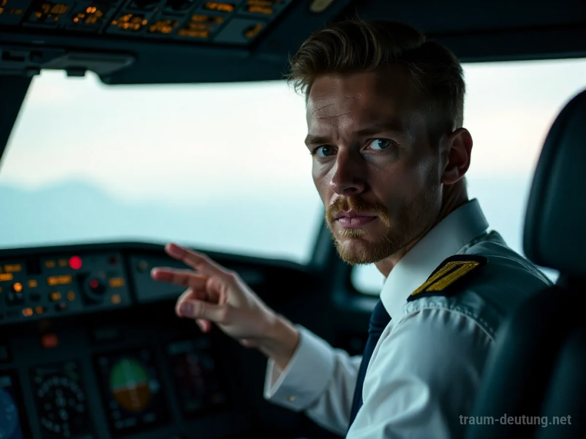 Pilot im Cockpit gibt Anweisungen