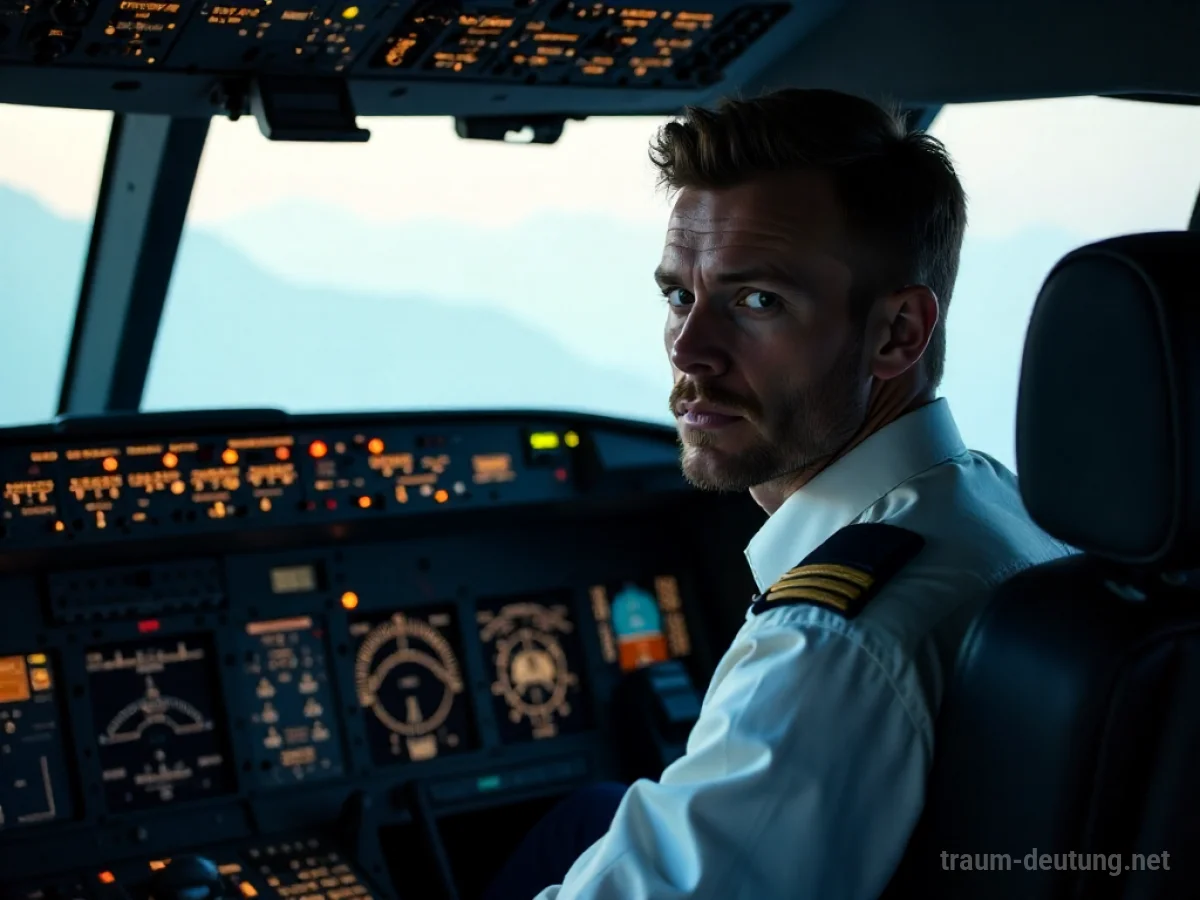 Pilot sitzt im Flugzeug-Cockpit und blickt nach vorn.