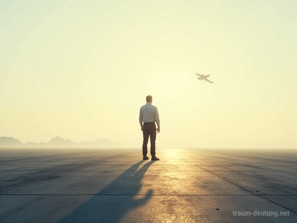 Pilot steht allein auf einem Flugfeld und blickt in den Himmel.