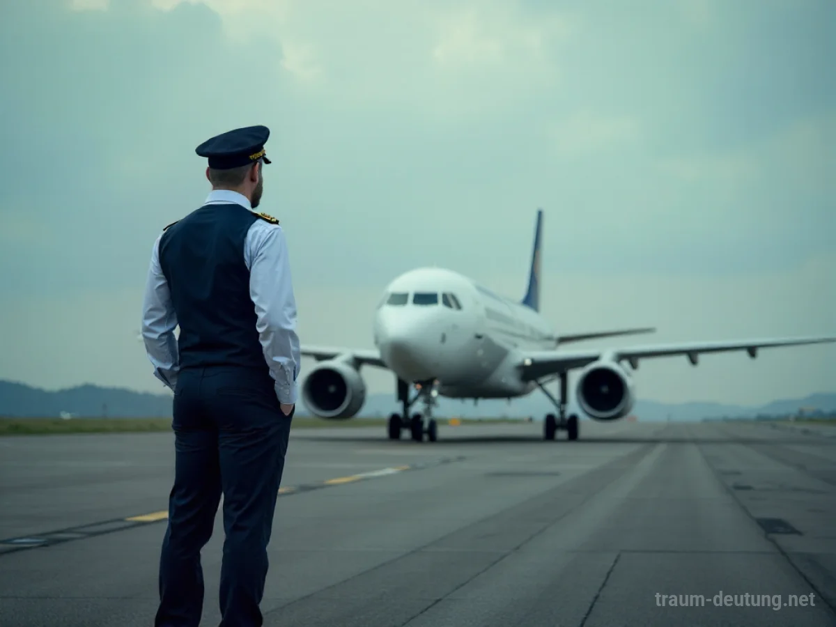 Pilot steht nachdenklich neben einem Flugzeug auf einem Flugfeld