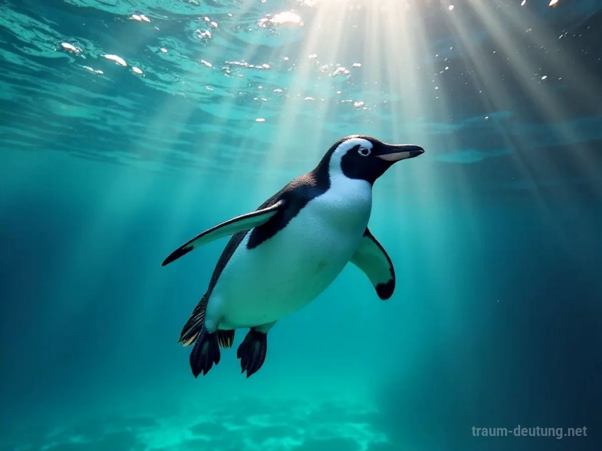 Pinguin schwimmt in klarem Wasser